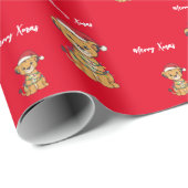 Cute merry lion Christmas tree zoo safari Xmas Geschenkpapier (Rolleneckpunkt)