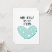 Cute Message : Happy Birthday from your little boy Karte (Vorderseite/Rückseite Beispiel)