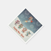 Cute Mice Happy New Year Fireworks Serviette (Ecke)