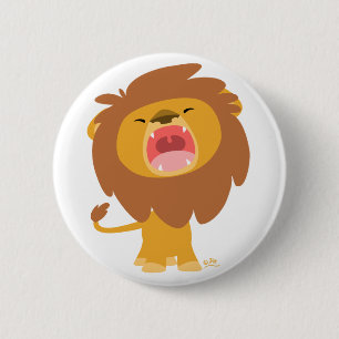 Cute Mighty Roaring Cartoon Lion Button Badge