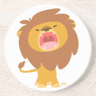 Cute Mighty Roaring Lion Cartoon Coaster Getränkeuntersetzer