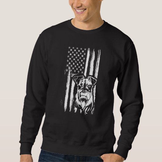 Cute Miniature Schnauzer Dog American Flag USA Pup Sweatshirt (Vorderseite)