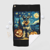 Cute Miniature Schnauzer Dog Halloween Jack O Lant Golfhandtuch (Insitu)