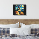 Cute Miniature Schnauzer Dog Halloween Jack O Lant Leinwanddruck (Insitu (Schlafzimmer))