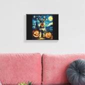 Cute Miniature Schnauzer Dog Halloween Jack O Lant Leinwanddruck (Insitu (Wohnzimmer))