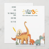 Cute Minimal Dinosaur 3rd Birthday Party Boy Einladung (Vorne/Hinten)