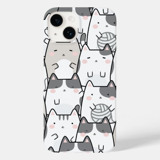 Cute Minimal Kawaii Cat Pattern iPhone / iPad case (Rückseite)