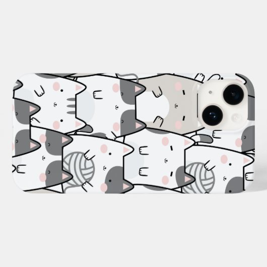 Cute Minimal Kawaii Cat Pattern iPhone / iPad case (Rückseite (Horizontal))