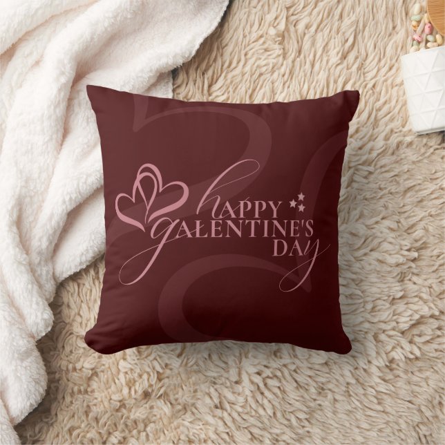 Cute Minimal Modern Maroon Script Galentine's Day Kissen (Decke)
