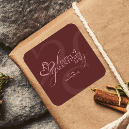 Cute Minimal Modern Maroon Script Galentines Day  Quadratischer Aufkleber