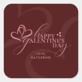 Cute Minimal Modern Maroon Script Galentines Day  Quadratischer Aufkleber (Vorderseite)