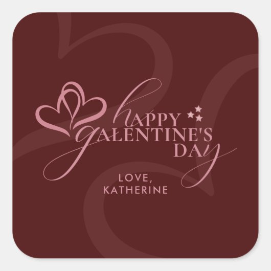 Cute Minimal Modern Maroon Script Galentines Day  Quadratischer Aufkleber (Vorderseite)