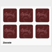 Cute Minimal Modern Maroon Script Galentines Day  Quadratischer Aufkleber (Blatt)