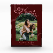 Cute Minimal Modern Maroon Script Galentine's Fotoblock (Vorderseite)