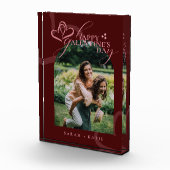 Cute Minimal Modern Maroon Script Galentine's Fotoblock (Rechts)