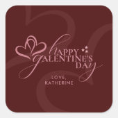 Cute Minimal Modern Maroon Script Galentine's Quadratischer Aufkleber (Vorderseite)