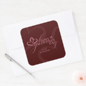 Cute Minimal Modern Maroon Script Galentine's Quadratischer Aufkleber (Umschlag)