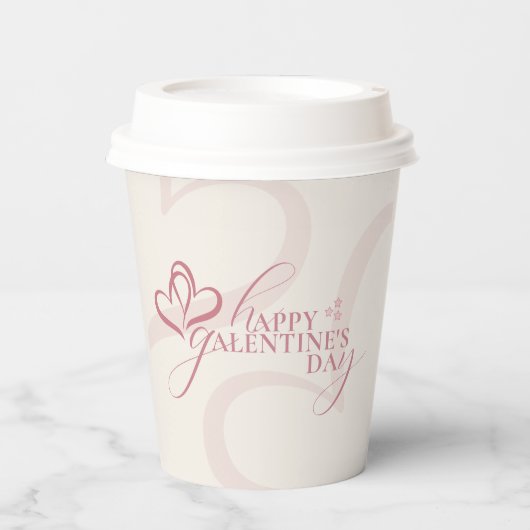 Cute Minimal Modern Pink Cream Script Galentines  Pappbecher (Vorderseite)