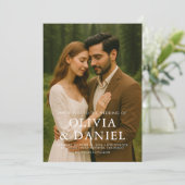 Cute Minimal Simple Photo Wedding Invitation Einladung (Stehend Vorderseite)