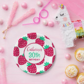 Cute Minimal Strawberry Pattern in Red and Green Pappteller (Party)