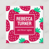 Cute Minimal Strawberry Pattern, QR Code Quadratische Visitenkarte (Vorderseite)