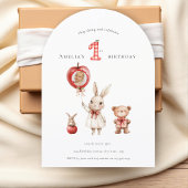 Cute minimal watercolor photo "1st" Birthday Einladung