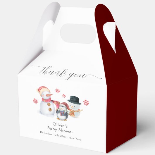 Cute Minimal Winter Penguin Snowman Baby Shower Geschenkschachtel (Vorderseite)