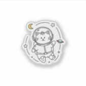 Cute Minimalist Astronaut Cat Line Art  Aufkleber (Vorderseite)