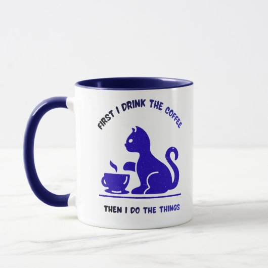 Cute Minimalist Cat Lover Mug Tasse (Links)
