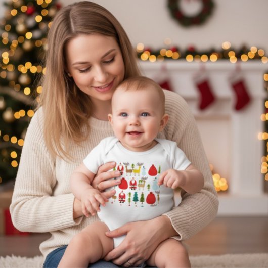 Cute Minimalist Christmas Santa Reindeer Bodysuit Baby Strampler