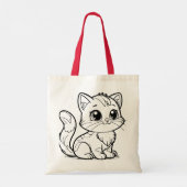 Cute Minimalist Kitten Line Art Tote Bag Tragetasche (Rückseite)