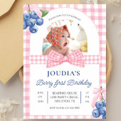 cute minimalist Watercolor Berry First birthday Einladung