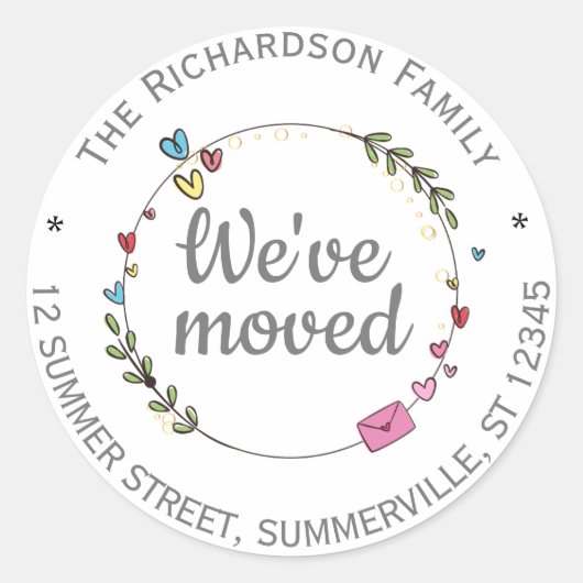 Cute Minimalist Wir haben den Adresswechsel versch Runder Aufkleber (Vorderseite)