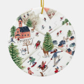 Cute Minimalistic Nordic Winter Village Christmas Keramik Ornament (Vorne)