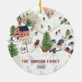 Cute Minimalistic Nordic Winter Village Christmas Keramik Ornament (Hinten)
