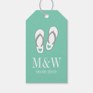 Cute mint flip Flops Strand Hochzeit Gutes Geschen Geschenkanhänger