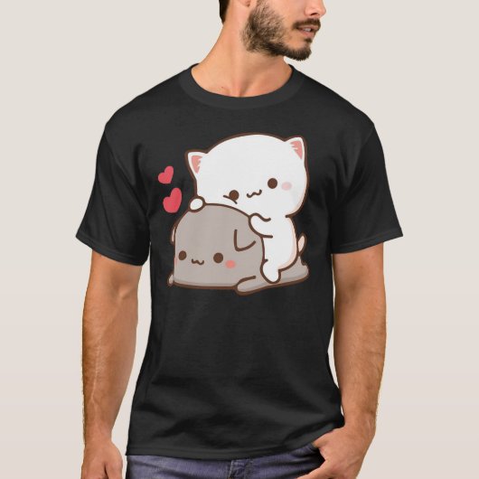 Cute Mochi Peach Cat T-Shirt (Vorderseite)