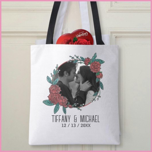 Cute Modern 1 Photo Couples Names Date Married Tasche