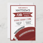 Cute Modern Big Football Ribbon Kinder Geburtstag Einladung (Vorderseite)