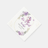 Cute Modern Boho Watercolor Dinosaur floral girl Serviette (Ecke)