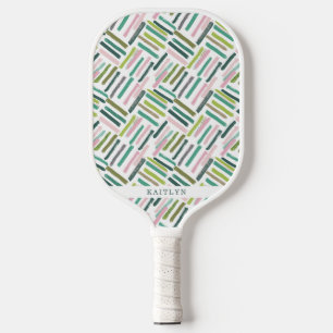 Cute Modern Brush Strokes Pattern Pickleball Schläger