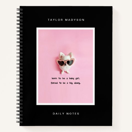 Cute Modern Custom Frame Photo Gift Monogram Black Notizblock (Vorderseite)