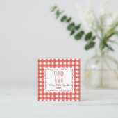 Cute Modern Farmhouse Gingham Bakery Quadratische Visitenkarte (Stehend Vorderseite)