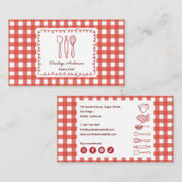 Cute Modern Farmhouse Gingham Social Icons Visitenkarte
