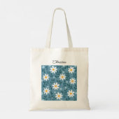 Cute Modern Feminine Personalized Floral Tote Bag Tragetasche (Rückseite)