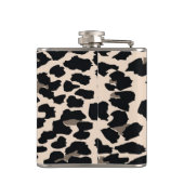 Cute Modern Flowers on Leopard Print-Personalized Flachmann (Rückseite)