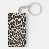Cute Modern Flowers on Leopard Print-Personalized Schlüsselanhänger (Rückseite)
