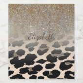 Cute Modern Flowers on Leopard Print-Personalized Weinetikett (Einzelnes Label)