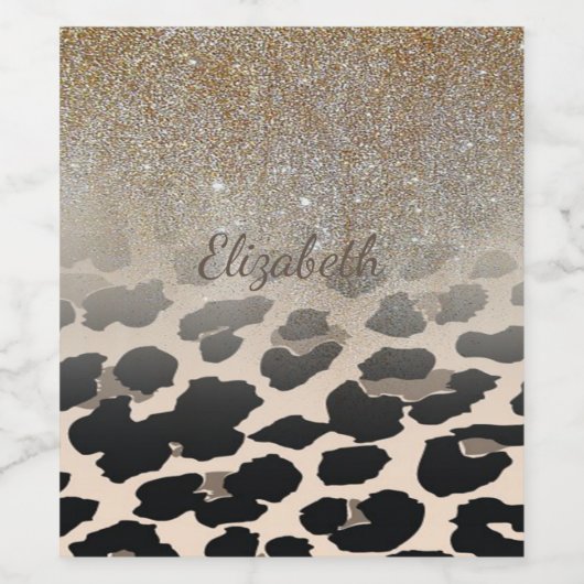 Cute Modern Flowers on Leopard Print-Personalized Weinetikett (Einzelnes Label)