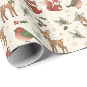 Cute Modern Forest Animal Christmas Gift Wrap Roll Geschenkpapier (Rolleneckpunkt)
